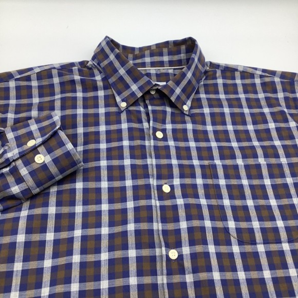 Peter Millar Mens Long Sleeve Button Up Shirt Checkered Size XL‎